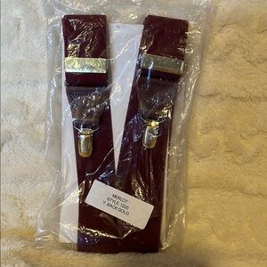 Merlot Y-Back Suspenders with Gold Clips